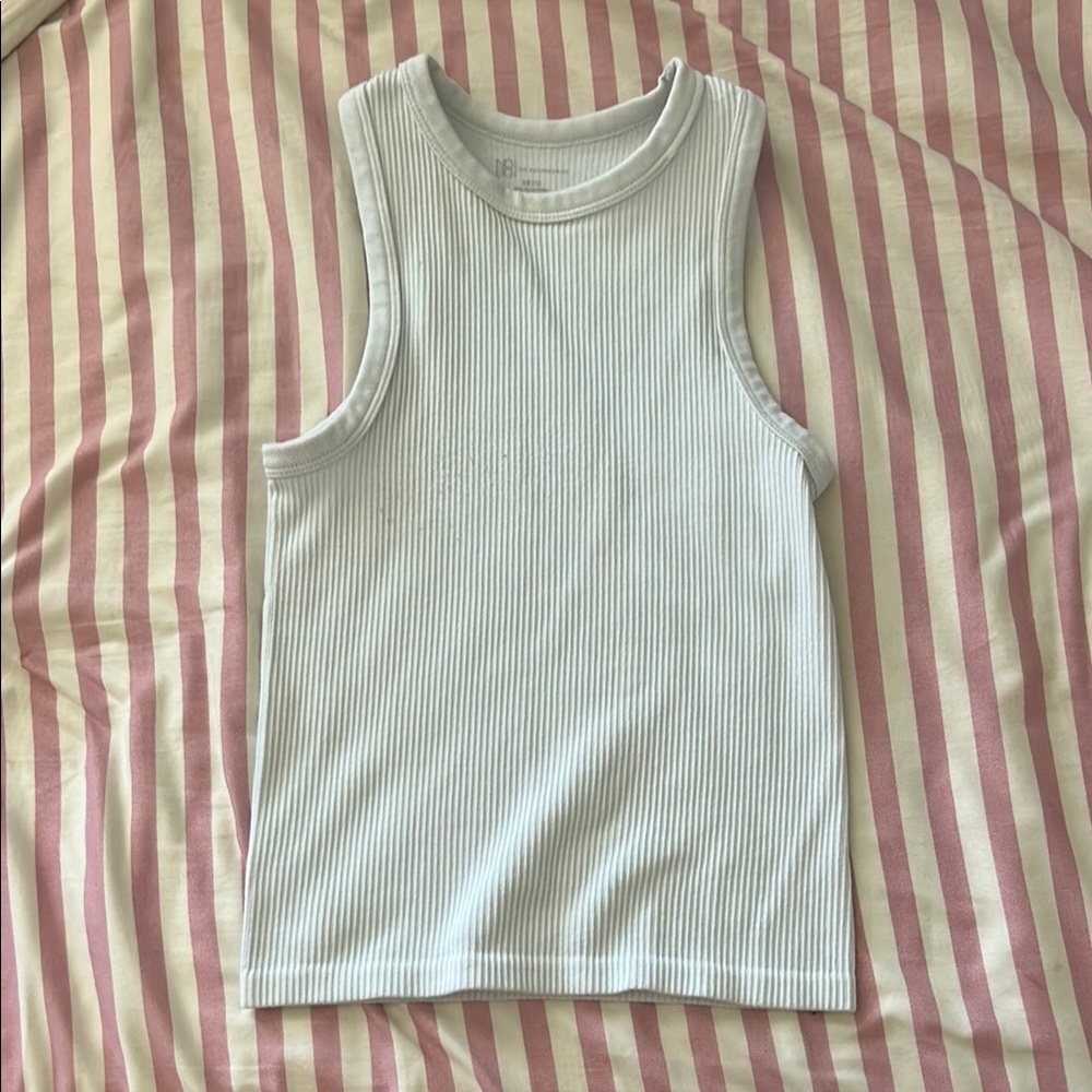 No Boundaries Ribbed Tank Top - Light Gray